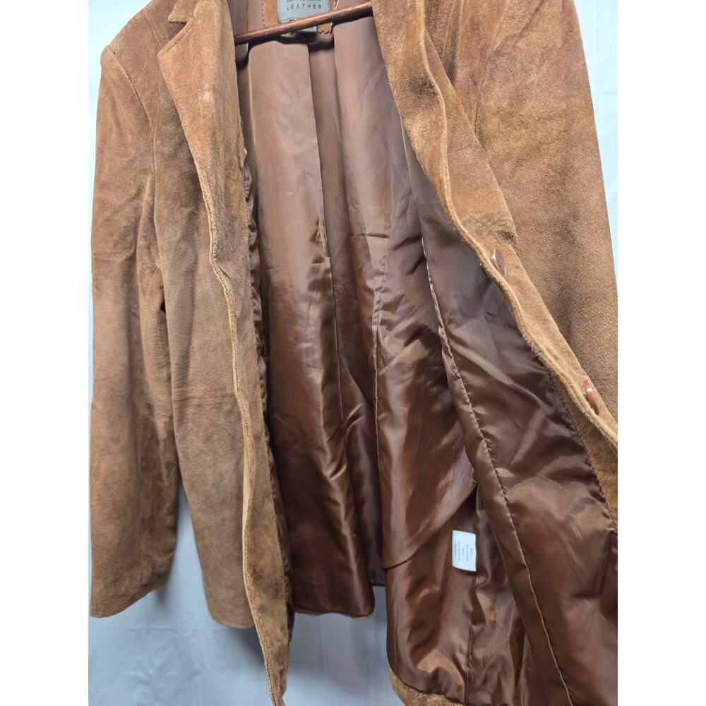 Uniform Jean Paul Richard Classic Leather Blazer Jacket Brown Women's Size 12 - Picture 4 of 10